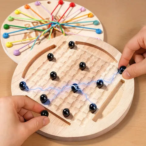 Kids Wooden Educational Two In One Rope Untangling Game And Magnetic Chess Training Toy