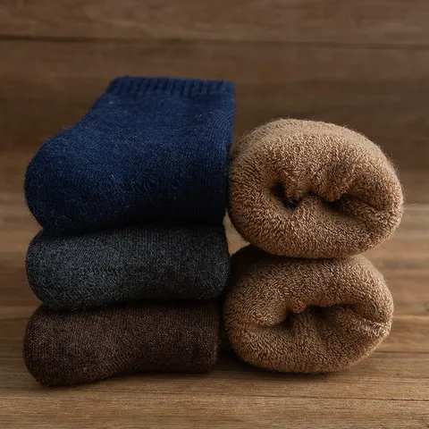 Herren Winter Verdickte Wollmischung Thermische Crew Socken Warm Fleece Gefüttert Kaltes Wetter Weich Bequeme Lässige Socken