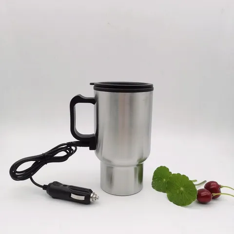 Stainless Steel Car Heating Mug Portable Electric Thermal Travel Cup With Cigarette Lighter Plug For Vehicle
