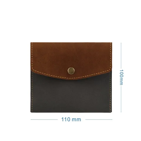 Bolsa de Almacenamiento de Mascarilla Portátil de Cuero PU Organizador de Bolsillo Plegable Minimalista Con Botón de Presión de Metal