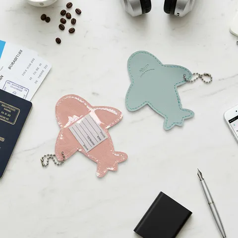 Etiqueta de Equipaje de PVC con Forma de Avión Creativa Identificador de Bolsa de Viaje Portatarjetas de Identificación Accesorio