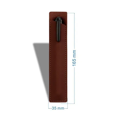 Estuche Minimalista de Cuero PU para Bolígrafo Color Sólido Bolsa de Pluma Estilográfica Protector para Oficina Escuela