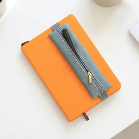 Estuche para Lápices de Cuero PU Con Banda Elástica Soporte Portátil para Bolígrafos de Cuaderno Suministro de Oficina
