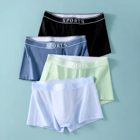 Heren Gekamd Katoen Boxershorts 40S Ademend Antibacterieel Effen Kleur Sport Tailleband Ondergoed Onderstukken