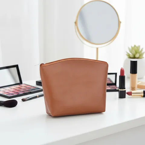 Bolsa de Maquillaje de Cuero PU para Mujer Forma de Dumpling Neceser de Viaje Bolsa de Almacenamiento Cremallera