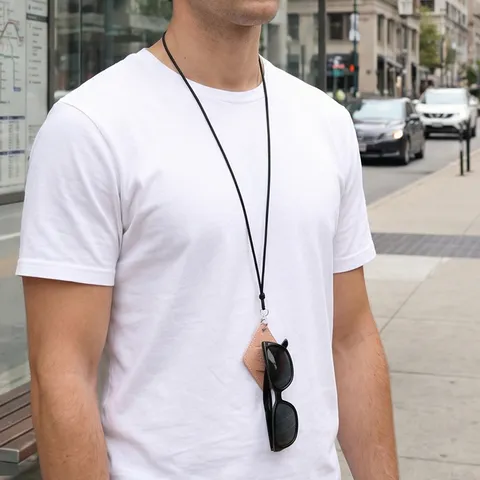 Estuche para Gafas de Cuero PU Cordón Portátil Anti-Pérdida Bolsa de Almacenamiento de Gafas Oficina Viaje Accesorios de Soporte de Gafas de Sol