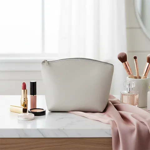 Bolsa de Maquillaje de Cuero PU para Mujer Forma de Dumpling Neceser de Viaje Bolsa de Almacenamiento Cremallera
