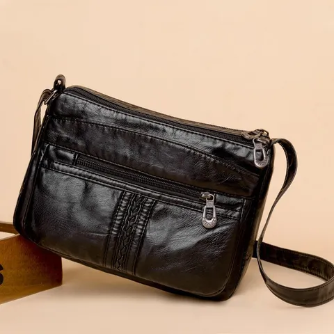 Schulter Umhängetasche Für Damen Große Kapazität PU Leder Lässig Mittleres Alter Mutter Tasche Gewebt Minimalistische Messenger Tasche