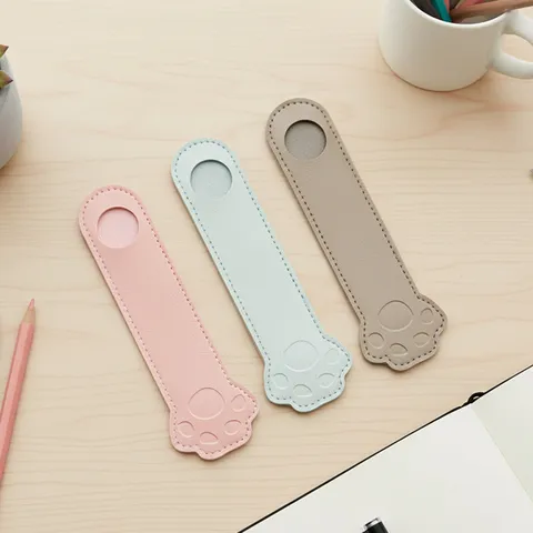 Estuche de Bolígrafo de Cuero PU con Forma de Pata de Animal Creativa Lindo Estudiante Portátil Bolsa de Bolígrafo Individual Oficina Escuela Accesorio de Papelería