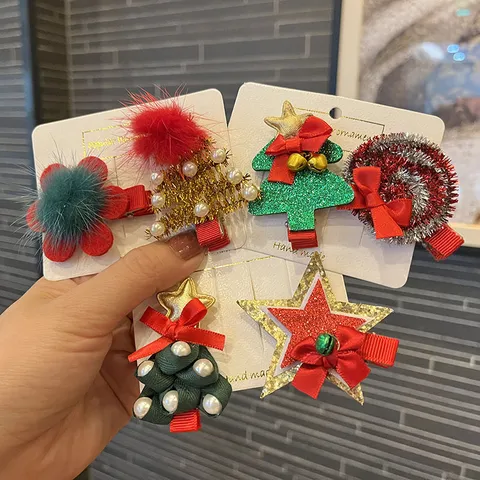 Süße Weihnachtsbaum Schleife Stoff Haarschnitt Für Kleinkind Mädchen Kinder Handgefertigt Cartoon Urlaub Haarnadel Prinzessin Kopfschmuck Zubehör