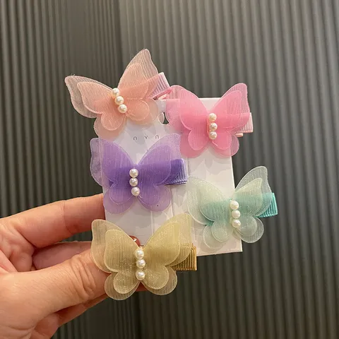 Süße Schmetterling Netz Haarspangen Mit Künstlichen Perlen Für Kleine Mädchen Süße Koreanische Art DIY Haarschmuck