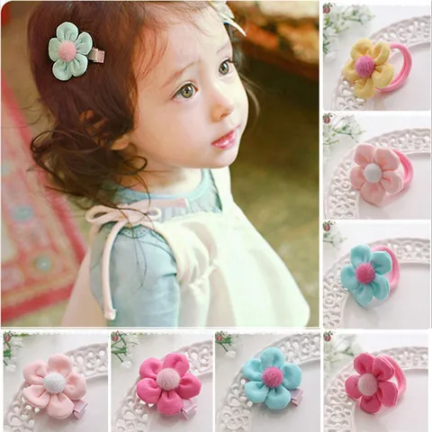 Süße Kinder Stoff Blume Haarschlaufen Koreanische Herbst Winter Bommel Fünf Blütenblätter Haarnadeln Mädchen DIY Handwerk Zubehör
