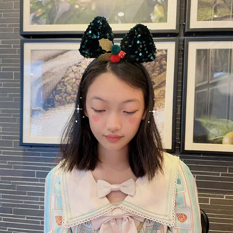 Kids Christmas Sequin Big Bow Headband Reindeer Snowflake Festive Hair Clip For Girls Performance Party Hair Accessories