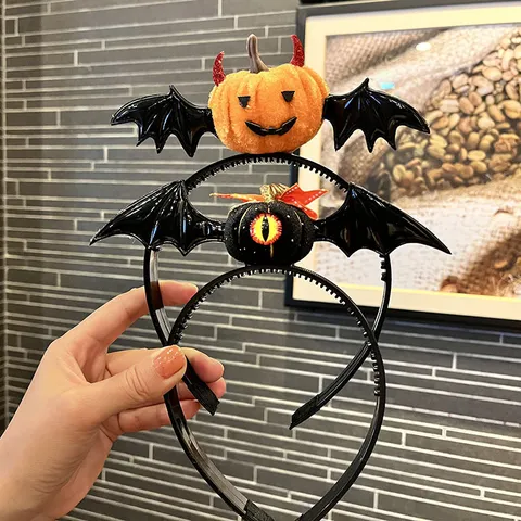 Halloween Funny Bat Wings Eyeball Pumpkin Hair Clips For Kids Women Fabric Plush Halloween Hairpins Party Hair Accessories
