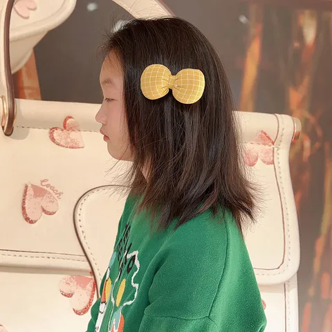 Kinder 3D Gepolsterte Plaid Schleife Haarklammer Handgefertigte Stoffschleife Haarnadel Für Mädchen Koreanische Retro Haarschmuck