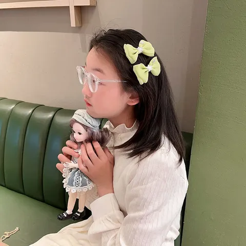 Koreaanse Prinses Mesh Strik Haarspelden Voor Meisjes Kroon Ster Strass Haarelastiekjes Groene Toverstaf Kinderen Haaraccessoires