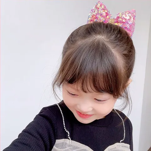 Cute Princess Shiny Sequin Bowknot Hair Clip For Girls Children Hairpin Decorative Headwear Costume Party Dress Up Material Accessory