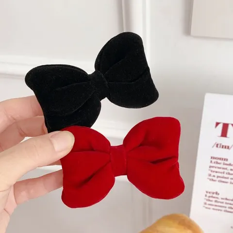 Velvet Bow Hair Clip Wine Red Black Ribbon Hairpin For Girls Women Kids Handmade Sweet Side Bangs Clip Hair Accessories