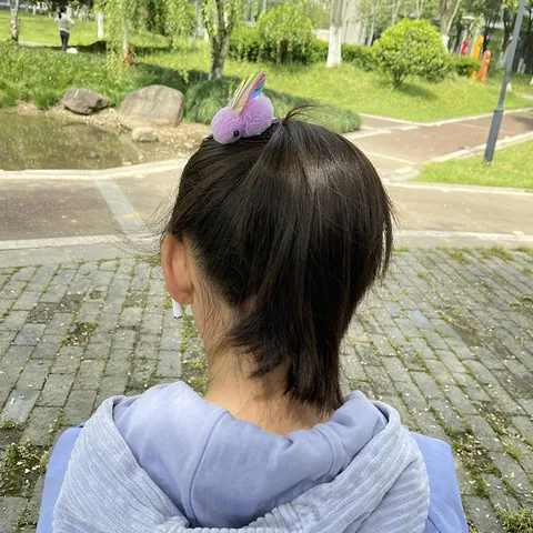 Cute Cartoon Rabbit Mesh Ball Kids Hair Clips Iridescent Wings Plush Bunny Hairpin DIY Crafts Materials Princess Headwear Accessories For Children Girls Everyday Party Decorative