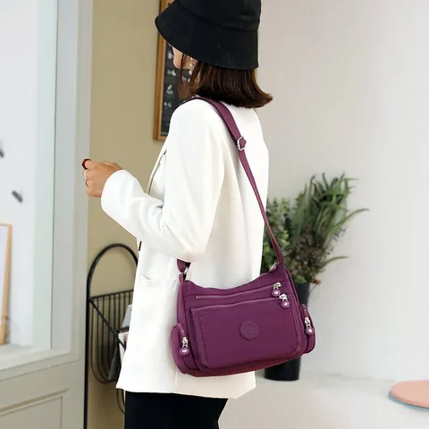 Große Kapazität Damen Nylon Umhängetasche Mehrschichtige Wasserdichte Schultertasche Lässige Leichte Messenger Bag Für Den Täglichen Gebrauch