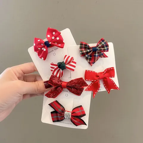 Baby Haarspeldjes Mini Strik Haarpinnen Volledig met Stof Omwikkeld Rode Serie Haaraccessoires Voor Baby's Peuters Meisjes Accessoires