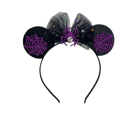 Halloween Kids Headband Magic Wand Set Purple Spider Web Bowknot Hair Clip Party Decoration Children Hair Accessories