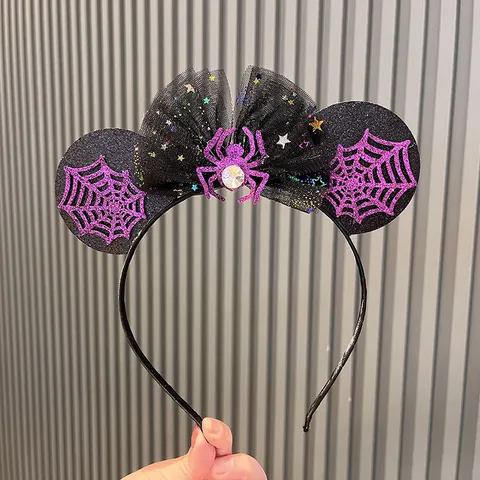 Halloween Kids Headband Magic Wand Set Purple Spider Web Bowknot Hair Clip Party Decoration Children Hair Accessories