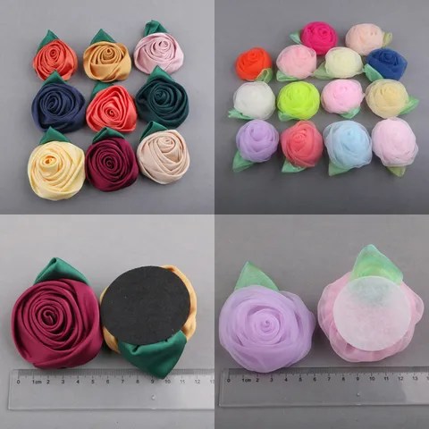 Handmade Fabric Rose Flower Crafts Embellishments For DIY Hair Accessories Clothing Brooch Material Applique Accessory