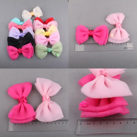 Handgefertigt Netzgewebe Chiffon Schleife Blume DIY Zubehör Für Mädchen Haarspangen Schuhe Taschen Süße Blumendekoration Ornamente