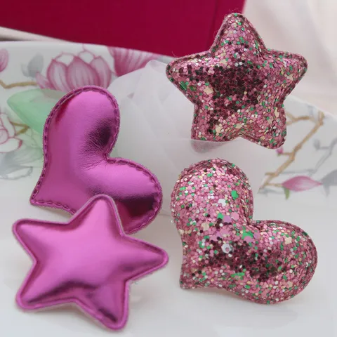 DIY Koreanischer Stil Haarschmuck Komponenten Herz Stern Form Glitzer PU Leder Material Kinder Kopfschmuck Deko Zubehör