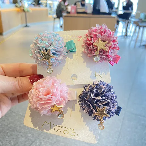 Süße Kinder Spitze Blumen Haarschnitt Prinzessin Mädchen Stern Strass Anhänger Haarnadeln DIY Haarschmuck Handgemachte Schmuckzubehör