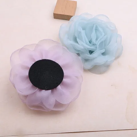 Handmade 3D Mesh Camellia Flowers Burned Edge Gauze Floral Accents For DIY Hair Accessories Wedding Dress Shoe Decor Materials
