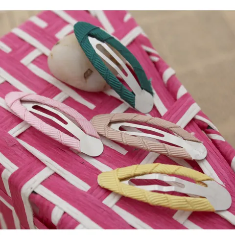 Handmade Grosgrain Ribbon Wrapped Alloy Hair Clips Base Simple Ribbon Covered Metal Barrette Kids DIY Hair Jewelry Parts Gift