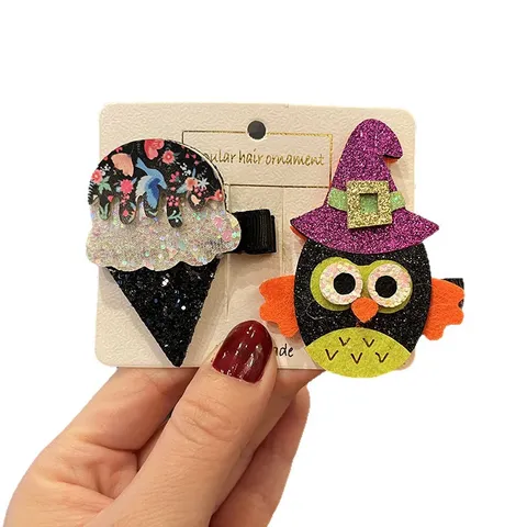 Halloween Kreative Stoff Haarklammern Dreidimensionale Kürbis Fledermaus Gruselige Haarsträhnen Glitzer Kopfschmuck Zubehör Für Kinder Party Dekoration