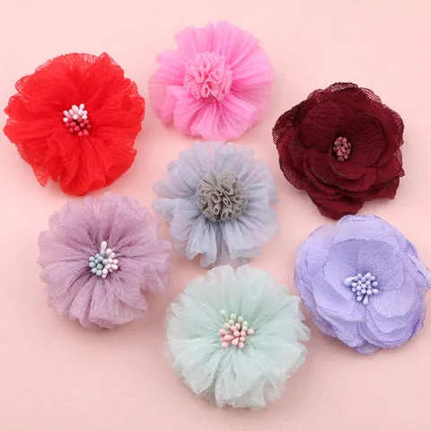 Handgefertigte Stoffblume DIY Material Zubehör Für Haarspangen Schuhe Tasche Dekoration Koreanischer Stil Mesh Stoff Blumen Handwerk Zubehör