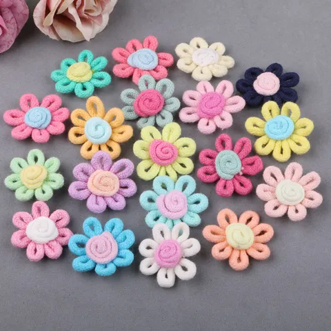 Handmade Fabric Flower Appliques DIY Hair Accessories Clothing Shoe Decoration Crafts For Kids Mini Fabric Camellia Trims Accessories