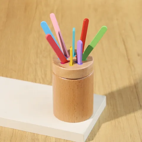 Wooden Montessori Color Sorting Toy Educational Early Learning Counting Cylinder Peg Game Kids Wooden Fine Motor Skills Toy