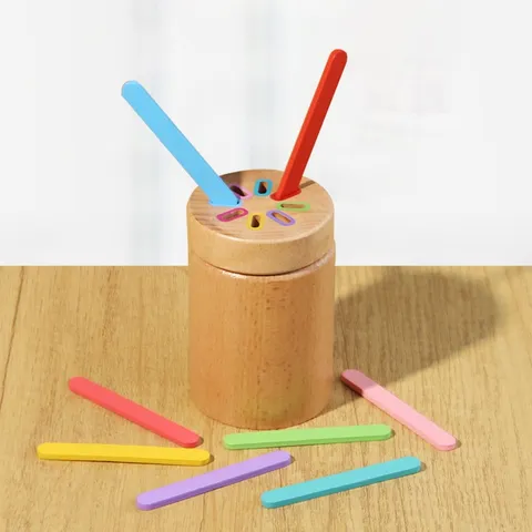Wooden Montessori Color Sorting Toy Educational Early Learning Counting Cylinder Peg Game Kids Wooden Fine Motor Skills Toy