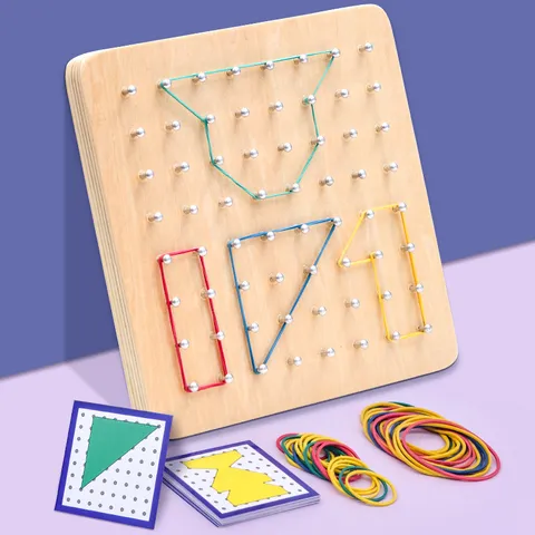 Montessori Wooden Geoboard Educational Math Toy Creative Graphic Nail Board Learning Toy For Kids Students