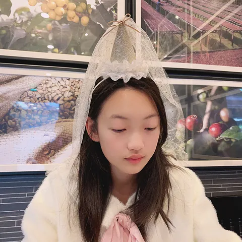 Princess Veil Birthday Hat Headband For Girls Kids Sequin Crown Tulle Hair Accessories Pearl Bow Hair Clip Children's Day Party Photo Props