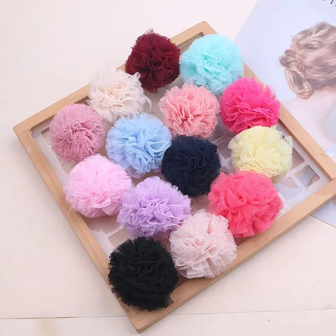 Handgefertigte Bunte Netz-Pompons Große Netzblume Für Haarklammern Schuhe Taschen Bekleidungszubehör DIY Bastelmaterialien