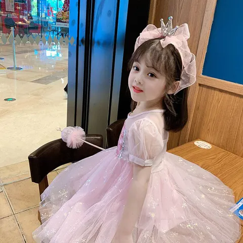 Süß Koreanischer Stil Krone Schleife Netzstoff Haarband Glänzend Strass Prinzessin Stirnband Für Mädchen Geburtstag Party Kinder Haarschmuck