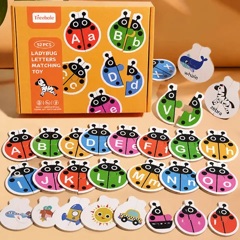 Kids Wooden Alphabet Matching Puzzle Toy Early Educational Learning Animal Letter Spelling Board Game