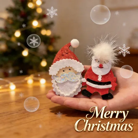 Handgefertigte Weihnachts-Haarspangen Für Kinder Mädchen Süße Cartoon Rentier Weihnachtsmann Stoff Haarnadeln Festliches Party Haar Zubehör