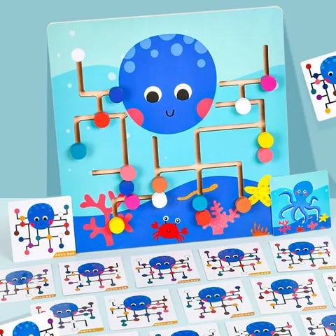 Wooden Octopus Maze Logic Training Toy Kids Early Education Educational Puzzle Game Children Brain Development Gift