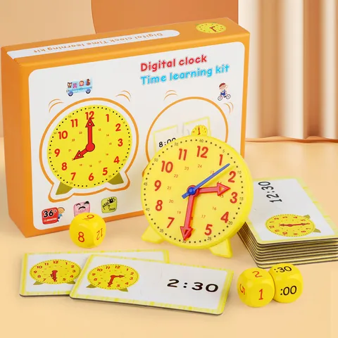 Orologio Digitale in Legno Educazione Precoce Apprendimento Tempo Cognizione Puzzle Set Montessori Giocattolo Educativo Per Bambini