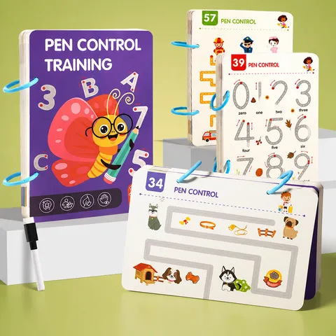 Kids Pen Control Training Book Erasable Drawing Game Early Education Educational Toy With Marker Pens And Eraser