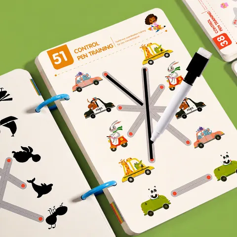 Kids Pen Control Training Book Erasable Drawing Game Early Education Educational Toy With Marker Pens And Eraser