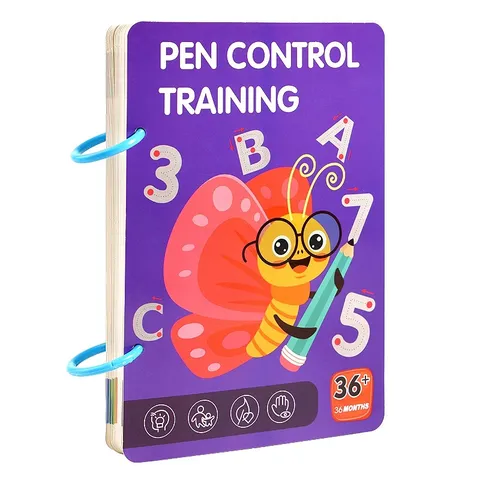 Libro di Allenamento per il Controllo della Penna per Bambini Gioco di Disegno Cancellabile Giocattolo Educativo con Pennarelli e Gomma