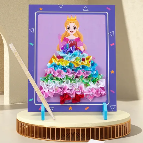 Bambini DIY Ricamo Punzonatura Principessa Vestire Kit Arte Artigianato Giocattolo Educativo Fatto A Mano Creativo Tavola Tessuto Colorato